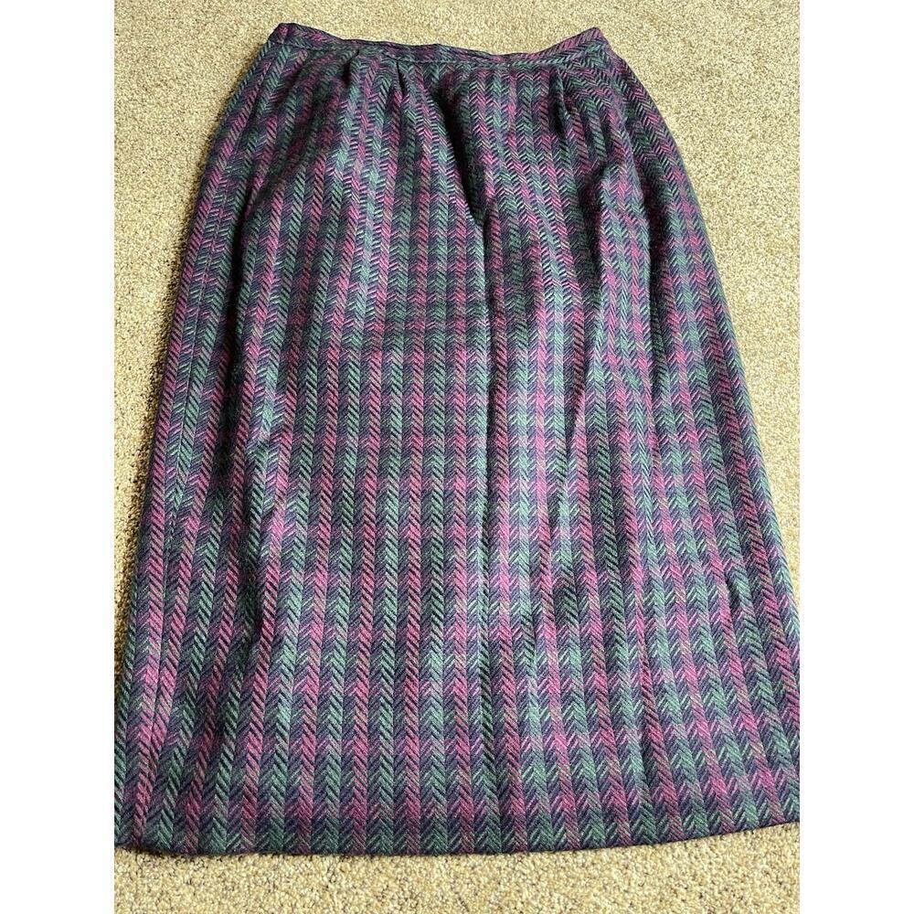 Vintage Weathervane Skirt Pure Wool Purple Herringbone Made in USA Sz 16
